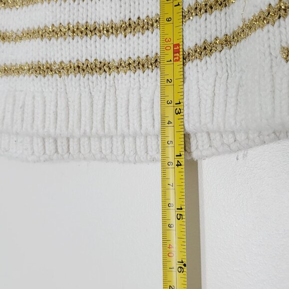 Tommy Hilfiger Kids White Gold Stripe Cotton Blend Button Detail Sweater Sz 4T - Picture 9 of 11